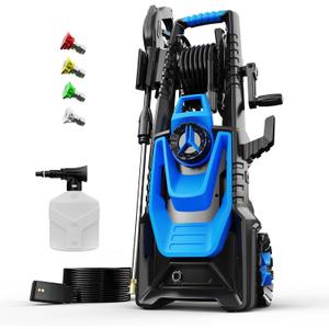 Electric Pressure Washer, 5000PSI 3.2GPM Power Washer with Hose Reel, Foam Cannon, Car Washing Machine with 20FT Hose, 35FT Cord, High Pressure Washer for Deck, Driveway, Patio, Blue