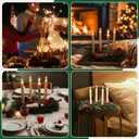 6 Pcs Christmas Advent Wreath Ring Advent Candle Holder Wreaths Rings Bronze Xmas Metal Wrought Iron Candlestick Taper Metal Candle Holder for Home Table