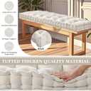 Geelin 42x18 Inch Bench Cushions for Indoor Furniture Chenille Velvet Beige Button Tufted Thicken Seat Pad Mat with Memory Foam Window Pillow Breakfast Nook Floor Seating Sofa Cushion for Living Room