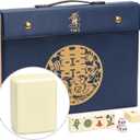 Yellow Mountain Imports "Bleau Fontaine Chinese Mahjong Set with 146 Medium Tiles and Blue Vinyl Case for Chinese Style Gameplay Only 