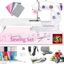 Sewing Machine for Beginners with Extension Table, Adjustable 2-Speed 2-Thread Mini Sewing Machine, Portable Electric Maquina de Coser with Foot Pedal, Perfect for DIY, Ideal Gift for Kids and Adults