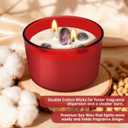 Gift for Christmas | Scented Candle for Love Wishes | Home Aromatherapy Candle with Crystals Stone | 18.7Oz Soy Jar Candle | Double Wick and 50-Hour Burn Time(Red, Floral)