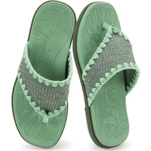 ONCAI Women's Flip Flops Classic Square Toe Yoga Mat Flat Dressy Summer Beach Slide Sandals for Woman Walking Fashion Comfort Ladies Thong Sandals Soft Cushion Rubber Sole US Size 6-11