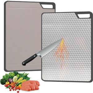 14'10' Stainless Steel Cutting Board, Wheat Straw PP and Stainless Steel, Food-Grade, Easy to Clean