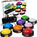 Teacher's Choice Light Up Game Buzzer System, Displays The Winning Player Loud, Unique Sounds for Each Buzzer, Great for Trivia Games, Family Feud, Jeopardy (8 Pack)