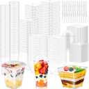 tchrules 450 Packs Dessert Cups with Lids, 5oz Mini Clear Plastic Dessert Cup Parfait Appetizer Cups for Serving Fruit Trifle Mousse Ice Cream and Pudding (450)