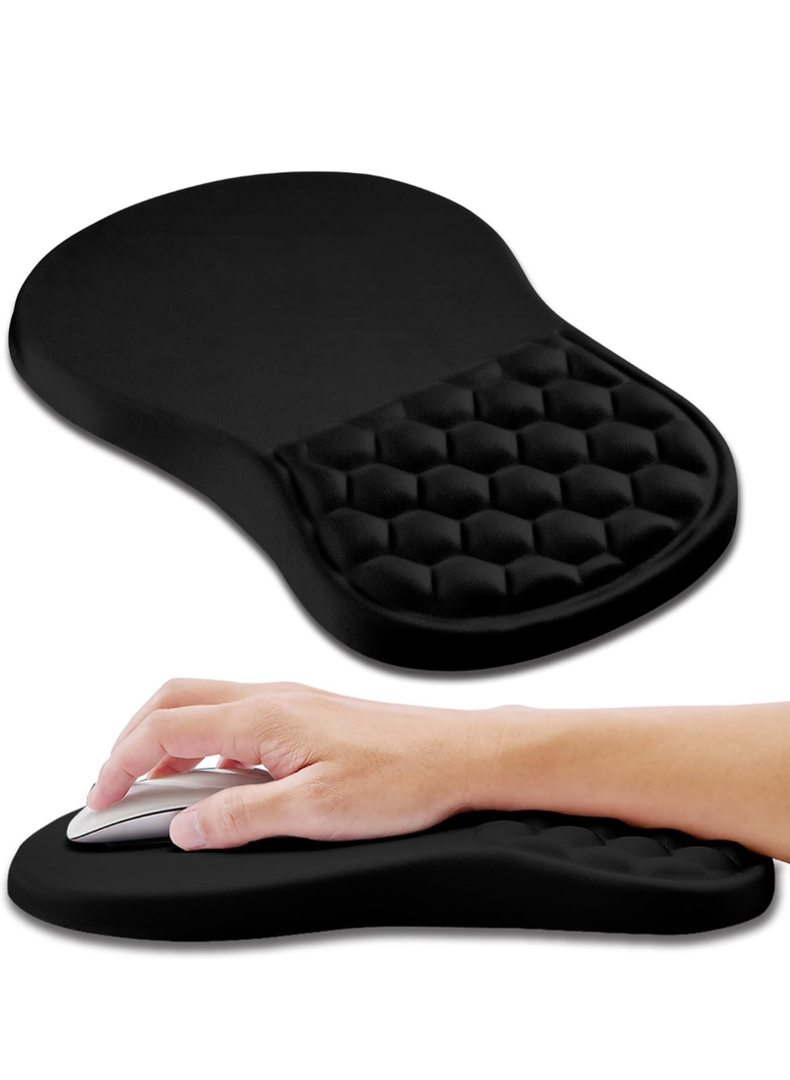 Hokafenle Ergonomic Mouse Pad Wrist Support, Wrist Rest Mousepad for Carpal Tunnel Pain Relief with Integrated Memory Foam Slope Massage Bulge (11.8x7.9 inch,Polar Night)