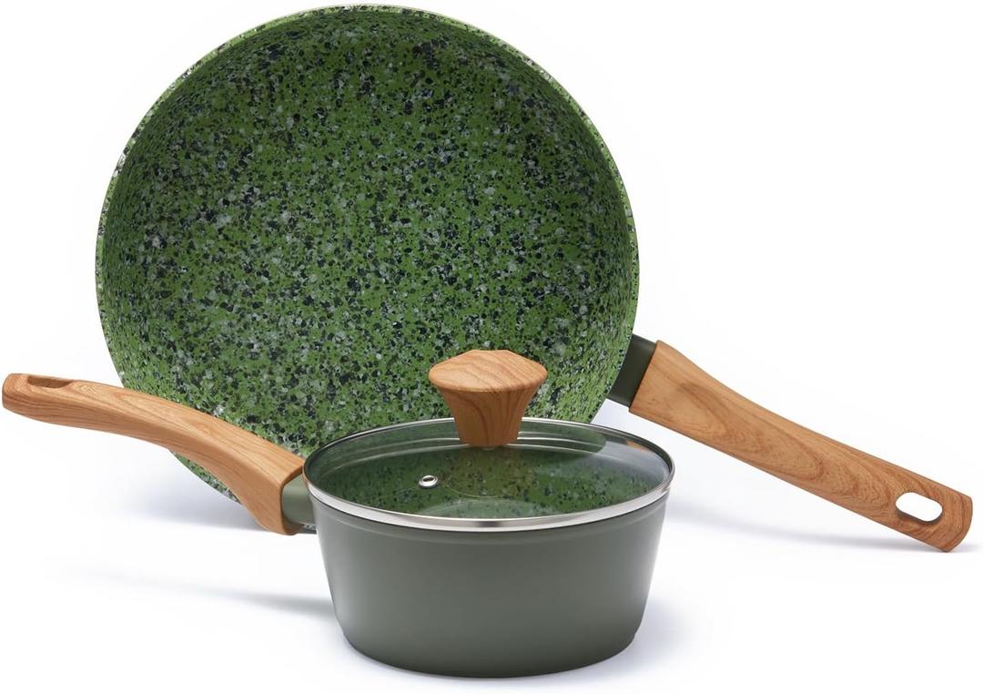 2-Piece Nonstick Set | 11" Pan + 1.4QT Pot | PFAS-Free, Green