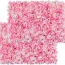 Flower Wall Panel Set, U'Artliens Artificial Wall Flower Backdrop 24x16 Inch 3D Silk Hydrangea Rose Floral Panel for Photo Background Home Party Wedding Backdrop Decoration (12 Pcs, Pink)