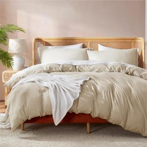 Nestl Beige Cream Duvet Cover Queen Size - Soft Double Brushed Queen Duvet Cover Set, 3 Piece, with Button Closure, 1 Duvet Cover 90x90 inches and 2 Pillow Shams  Nestl Beige Cream Duvet Cover Queen Size - Soft Double Brushed Queen Duvet Cover Set, 3 Piece, with Button Closure, 1 Duvet Cover 90x90 inches and 2 Pillow Shams