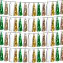 4P Sage-Green Beige-Mint Gold Foil Fringe Metallic Tassel Garland Banner, Tassels Banner Streamers for Parade Floats, Bachelorette, Wedding, Birthday, Christmas, Bridal/Baby Shower Party Decorations