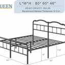 BOSRII 18 Inch Queen Size Metal Bed Frame with Headboard and Footboard Heavy Duty Platform Bed Vintage Iron Wrought Frames Steel Slats, Easy Assembly, No Box Spring Needed, Noise Free, Black