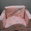 Kids Sofa for Toddler, 2-in-1 Toddler Couch Fold Out, Convertible Sofa to Lounger Bed for Girls and Boys, with Removable Cover & Double Pockets - Pink Unicorn