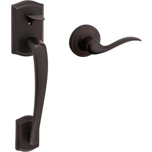 Kwikset Prescott Front Door Handle No Lock, Entry Handleset Exterior with Interior Reversible Handed Lever, Non-Locking, Venetian Bronze, Deadbolt Not Included, with Microban Protection