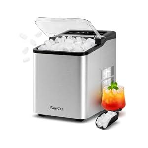 SenCre Ice Makers Countertop, 26.5Lbs/ 24H Ice Machine with 2 Sizes Bullet Ice, 9 Ice Cubes Release in 6 Mins, Self-Cleaning Portable Ice Maker with Ice Scoop and Basket for Home Kitchen Office Bar RV