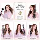 ELLA BELLA 6 in 1 Professional Hot Air Styler Dual Voltage Powerful Hair Dryer & Straightener Set Styling Without Heat Damage Fast Drying Curling Volumizing Straightening with Travel Case