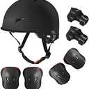 Skateboard Bike Helmet for Adults Adjustable Knee Elbow Pads Wrist Guards Protective Gear Helmets Set Teens for Bicycle Cycling Skate Scooter Bicycle Helmet Large
