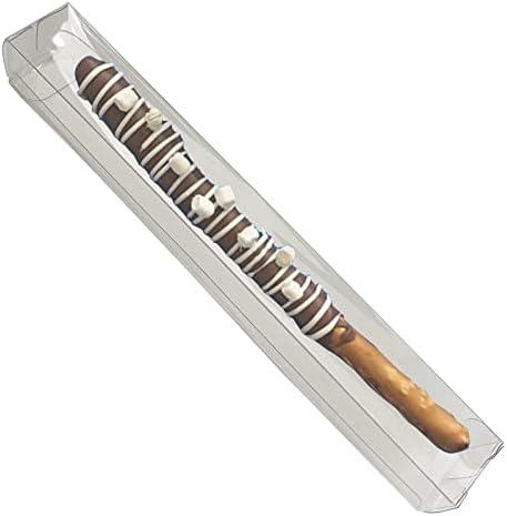 Vowcarol 50 Clear Pretzel Rod Boxes, 1 x 1 x 8 Inches Pretzel Boxes