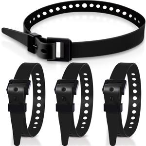 Blulu 4 Pack Reusable Industrial Straps 20" Length Reliable Tension Straps for Securing Bike Motor Gear -70 Lb. Working Load, Elastic Cable Ties for Welders Skis, Garden Hoses (Black)