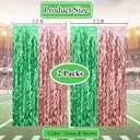 2 x Wavy Green and Bronze Tinsel Foil Fringe Curtains Photo Booth Props for Football Party Decorations,Super Bowl Sunday Party Decorations(2pcs 3.2ftX6.6ft)