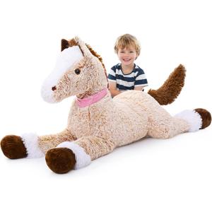 Large Horse Plush Stuffed Animal, Big Horse Pillow Plush Toy, Ridable Huge Stuffed Pony, Giant Horse Plush Pillow for Kids 45 inches