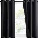 NICETOWN Complete 100% Blackout Curtain Set, Black, 37" W by 50" L, Double Panels, Thermal Insulated & Energy Efficiency Window Draperies with Black Liner, Noise Reducing Short Curtains for Kids Room