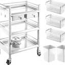 3-Tier Medical Rolling Cart with Drawers & Accessories, 330 lbs Capacity Mobile Utility Cart for Hospital, Clinic & Home, Crash Cart, Ultrasound & Procedure Trolley