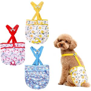 3 Pack Washable Dog Diapers Female with Suspenders Diaper for Dogs Reusable Dog Diapers Dog Period Panties for Doggie in Cycle (Medium)
