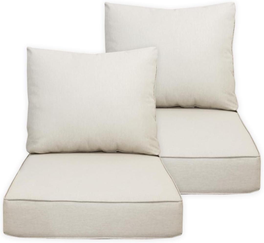 Outdoor Deep Seat Cushions Set 24x28 inch Outdoor Deep Seat Cushions Set:Resilient Foam Filling,All Weather Resistant Patio Cushions Patio Furniture,Almond 2 Sets