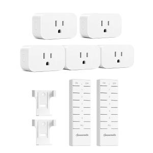 DEWENWILS Remote Control Outlet with All On/Off Button, Indoor Remote Outlet Switch for Christmas Tree Lights, Lamps, Fan, 2 Mountable Brackets, 15A/1875W, 100FT, FCC Listed, 2 Remote and 5 Outlets