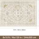 befbee 8x10 Area Rug for Living Rooms, Stain Resistant Neutral Washable Rugs for Dining Rooms, Floral Vintage Non-Slip Thin Large Size Area Rugs(Beige)