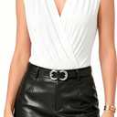 MANGOPOP Women's Wrap V Neck Ruched Sleeveless Thong Bodysuit Double Lined Fitted Tank Body Suit Top 2026, XL