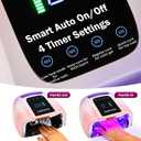 PURTATO Professional Rechargeable 96W UV LED Portable Cordless UV Light for Nail Lamp Machine with Removable Stainless Steel Bottom,4 Timer Setting and Smart Sensor Nail Dryer (Purple & Pink)
