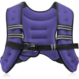 ZELUS Weighted Vest, 6lb/8lb/12lb/16lb/20lb/25lb/30lb Weight Vest with Reflective Stripe for Workout, Strength Training, Running, Fitness, Muscle Building, Weight Loss, Weightlifting (Violet)