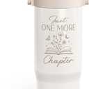 SANDJEST Book Lover Stainless Steel Straw Lid Tumbler 30oz with Carry Handle for Women Girls, One More Chapter Insulated Travel Coffee Cup, Gift for Sports Outdoor Workout Christmas Birthday