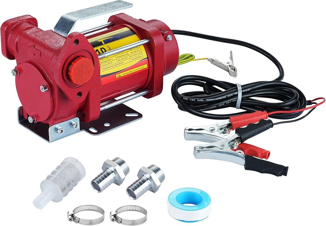 12V DC 10GPM Self-priming Heavy-duty Gasoline Fuel Oil Transfer Pump with Explosion-proof for Gasoline Diesel Kerosene & More