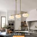 3-Light Kitchen Island Pendant Lighting, Brass Gold Linear Chandelier Light Fixture with Milky White Glass Shade for Dining Room, Kitchen, Hallway, Living Room, 41"