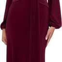 Betsy & Adam Women's Betsy & Adam Women's Floor-Length, Long Sleeve, Front Knotted, Gown (Petite) (Red, L)
