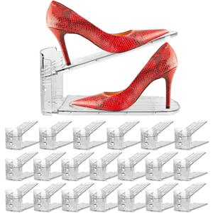 Yes!Fresh Shoe Slots Organizer, Boutique Display Style Shoe Stacker for A Pair of Shoes, Separable Shoe Rack for Closet Organization, 3 Adjustable Narrow Shoe Rack (Clear, 20 Pack)