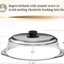 Leraze Tall Glass Microwave Splatter Cover for Food - Cookware & Bakeware Serving Dish Cover, Plate Guard Lid with Easy Grip Silicone Handle Knob - 100% Food Grade BPA Free & Dishwasher Safe - 10in