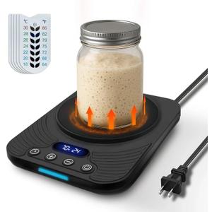 Sourdough Starter Warmer  Precise Thermostat (70-110F), Intelligent Memory & 24H Timer Function for Home Baking & Fermented Dough (Black)