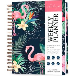 PLANBERRY Large Weekly Planner Premium  Undated Life & Budget Planner  Organizer & Productivity Journal, 8x10.4 (Rose Flamingo)