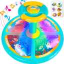 Sit and Spin, Christmas Birthday Gift Toddlers Sit and Spin Toy for 3 4 Years Old Girl Boy, 360 Ocean Interactive Sensory Spinning Toys for Ages 2-10 Kids LED & Sound with Free Stickers