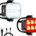 Bike Lights for Night Riding, USB Rechargeable Bike Lights Front and Back, Waterproof IP65 Bicycle Light, 4+6 Modes Bike Headlight and Tail Light Set, 1.5 Hrs Fast Charging, Easy to Install