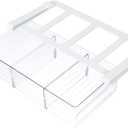 Glad Pull Out Fridge Drawer Organizer - Clip-On Under Shelf Refrigerator & Pantry Storage Bin with 3 Compartments for Fruit, Vegetables, and Deli Meat Drawer - BPA Free Clear Plastic, 3-Section Under Shelf Drawer