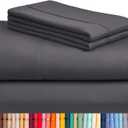 LuxClub 4 PC King Size Sheet Set Sheets Deep Pockets 18" Wrinkle Free Cooling Sheets Machine Washable Hotel Bedding Silky Soft - Dark Grey King