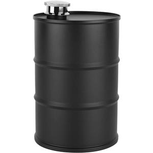 24oz Stainless Steel Water Bottle, Beer Keg Style Wine & Liquor Bottle Uninsulated Single Walled Metal Canteen Drink Bottle with Screw On Cap for Sports Hiking Picnics Camping (Black)