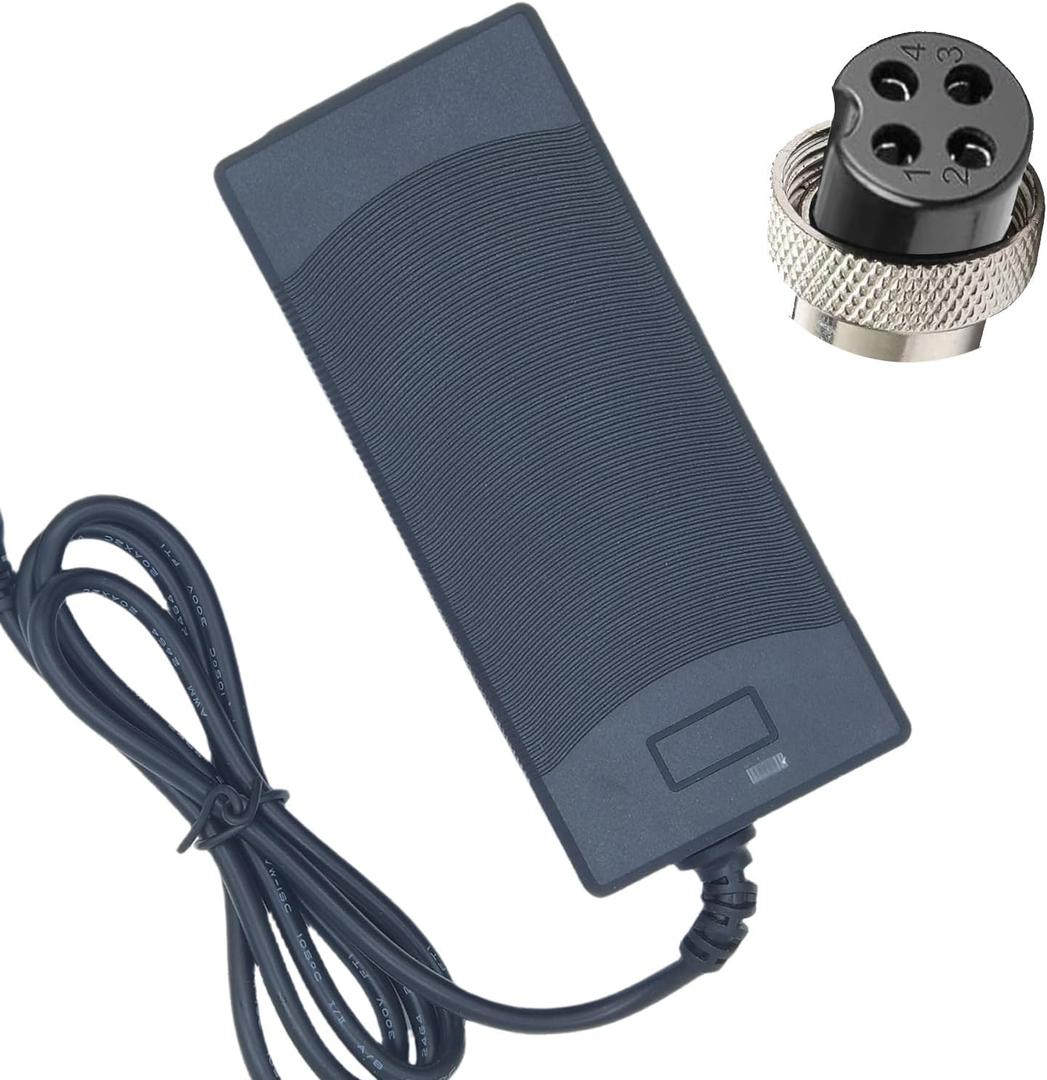 42V Electric Scooter Charger 4 Prong for Voyager 36V Batteries, 42V 2A 4-Pin Connector Battery Charger Replacement