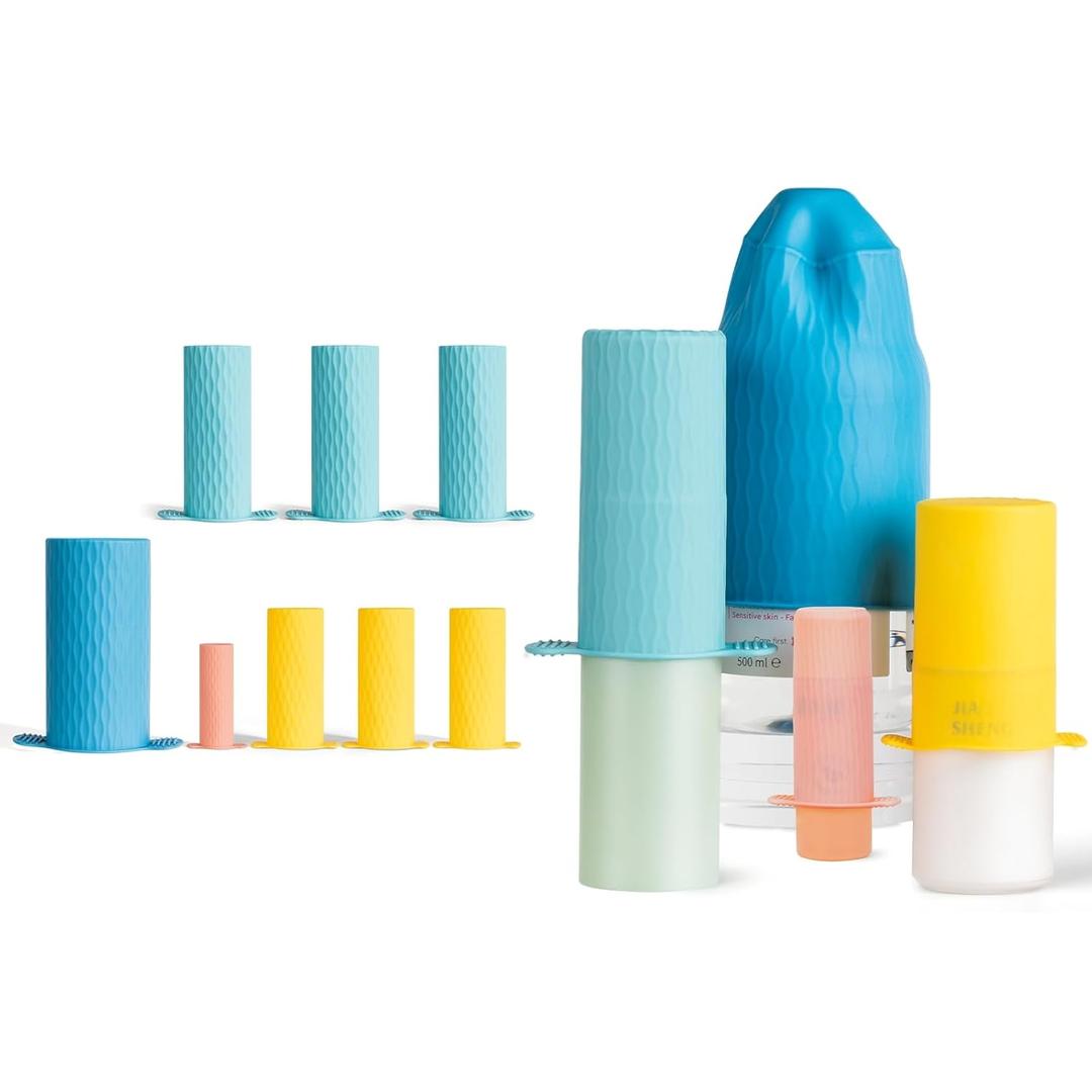 Bottle Covers for Travel, Leak Proof Elastic Sleeves, Travel Size Container Covers, Holiday Essentials for Women, Multiple Sizes Cover Suit for Various liquids Toiletries Bottles (8pcs)