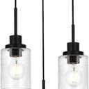 3-Light Modern Pendant Lighting with Clear Seeded Glass,Black Dining Room Chandelier Light Fixture Modern Kitchen Island Cluster Hanging Ceiling Pendant Lights for Sink Bar